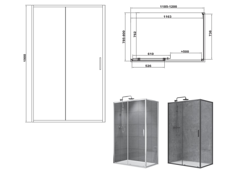 Душова кабіна Devit FEN2340B ART 2.0 120x80, чорний матовий, без піддону, скло прозоре