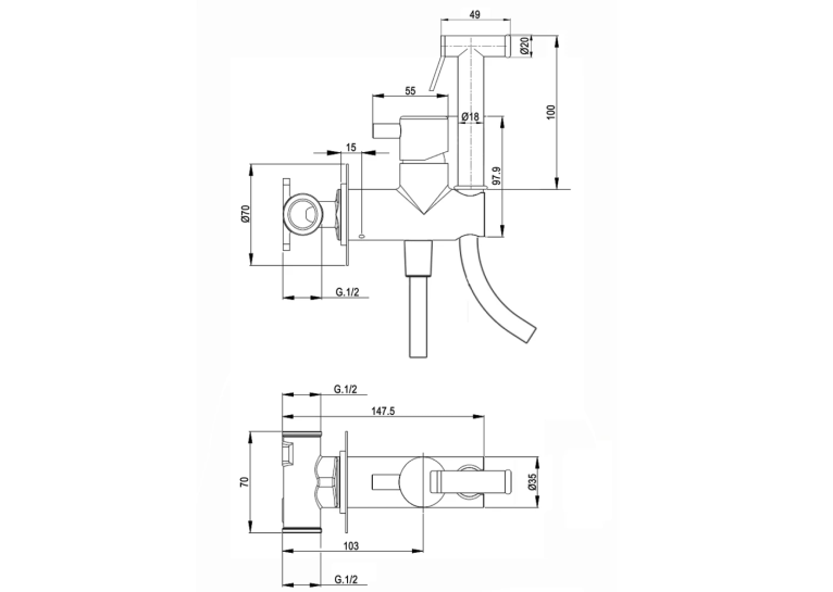 Комплект гигиенического душа Devit ART CV50795621