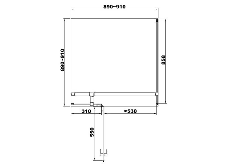  Душова кабіна Devit UP 90x90 FEN2110BL, ліва, скло прозоре, профіль - чорний матовий