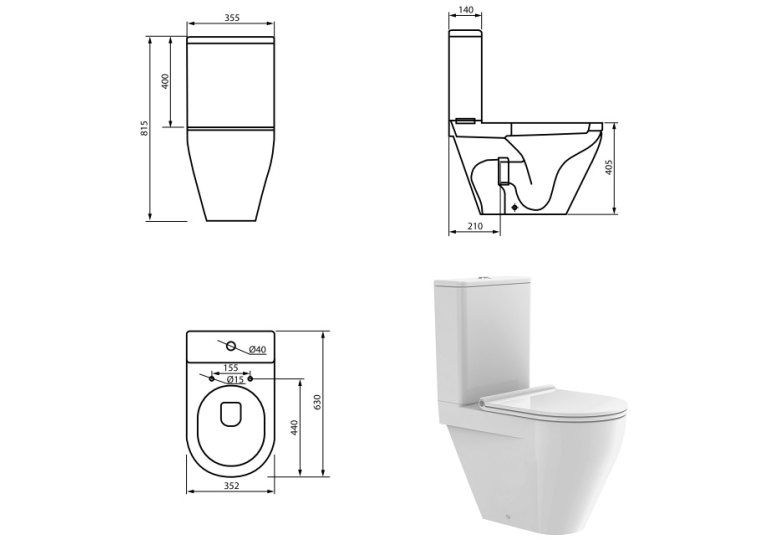 Унітаз-компакт Devit Laguna Clean Pro із сидінням Soft Close дюропласт 413599 (Товар з вітрини)