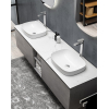Тумба 190 с с двумя глянцевыми керамическими раковинами Devit 0026144G Linea, серая