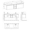 Тумба 190 с с двумя глянцевыми керамическими раковинами Devit 0026144G Linea, серая