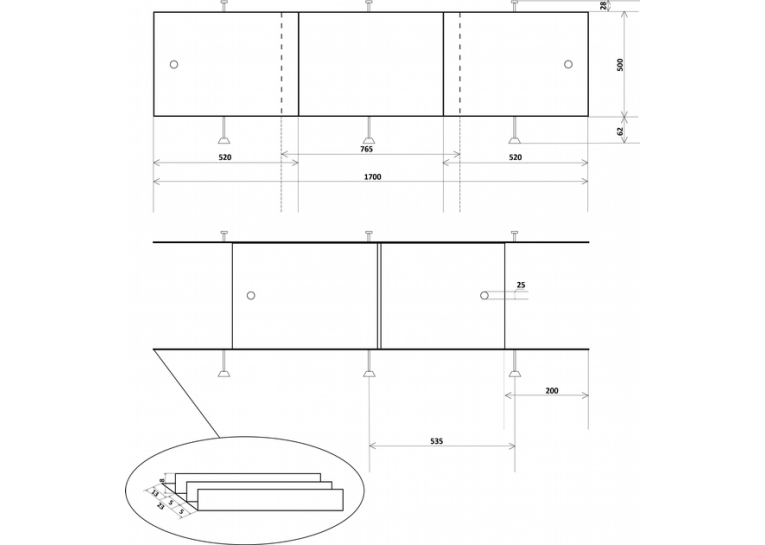 Панель для ванної - екран під ванну Direct 1700x500 (CV026155) Біла