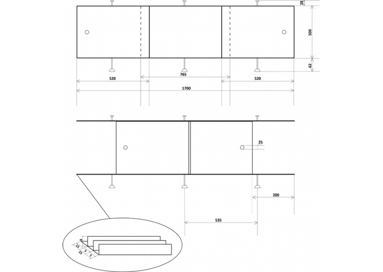 Панель для ванной - экран под ванную Direct 1700x500 (CV026155) Белая