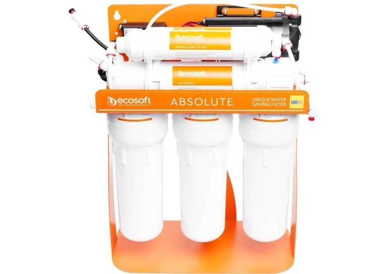 Фильтр обратного осмоса Ecosoft Absolute с минерализатором и насосом на станине, мембрана 75gpd, дренаж 1:1 (MO675MPSECO)