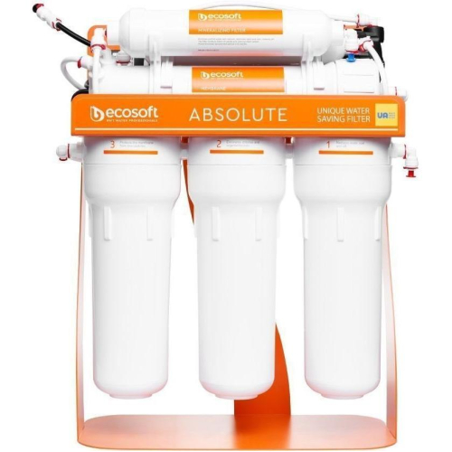 Фільтр зворотного осмосу Ecosoft Absolute з мінералізатором та помпою на станині, мембрана 75gpd, дренаж 1:1 (MO675MPSECO)
