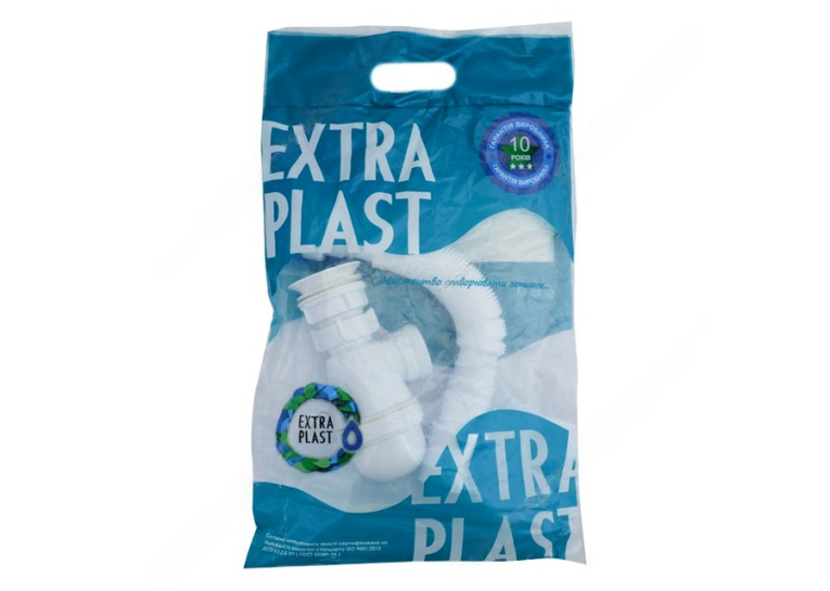 Сифон для умивальників, мийок та раковин Extra Plast CM50 пляшковий з гнучкою трубою 40*50 CM50
