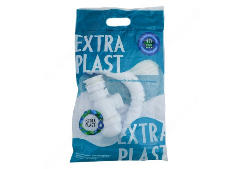 Сифон для умивальників, мийок та раковин Extra Plast CM50 пляшковий з гнучкою трубою 40*50 CM50