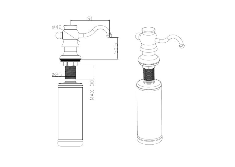  Дозатор рідкого мила Fabiano FAS-D 30 Inox Antique