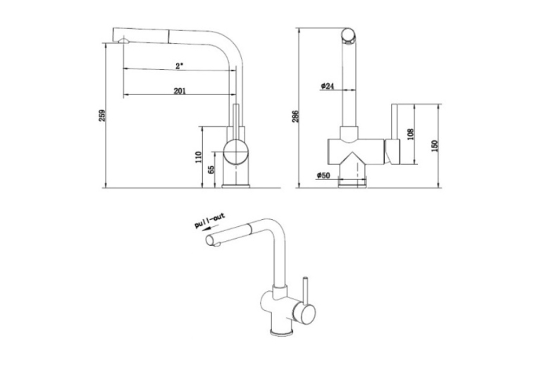 Смеситель кухонный Fabiano FKM 46P SS Espresso