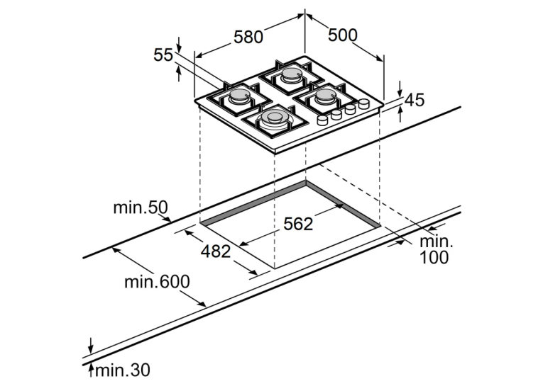 Варильна поверхня газова Fabiano FHG 8644 VGHT Inox 8112.406.1477