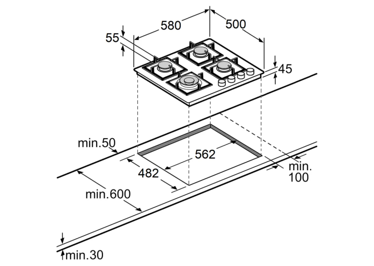 Варильна поверхня газова Fabiano FHG 8644 VGHT Inox 8112.406.1477