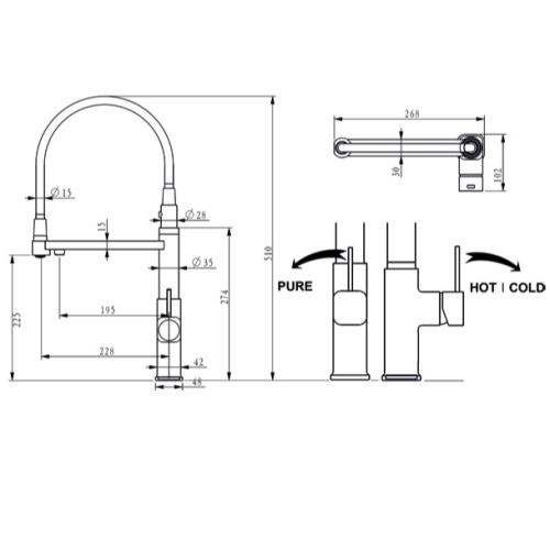 Змішувач кухонний Fabiano FKM 3119PX Inox 8231.403.1017