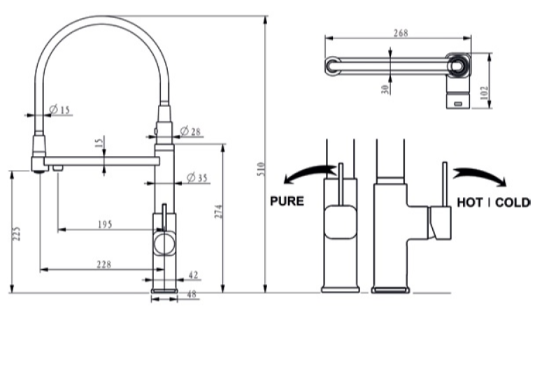  Кухонний змішувач Fabiano FKM 3119PX Inox 8231.403.1017