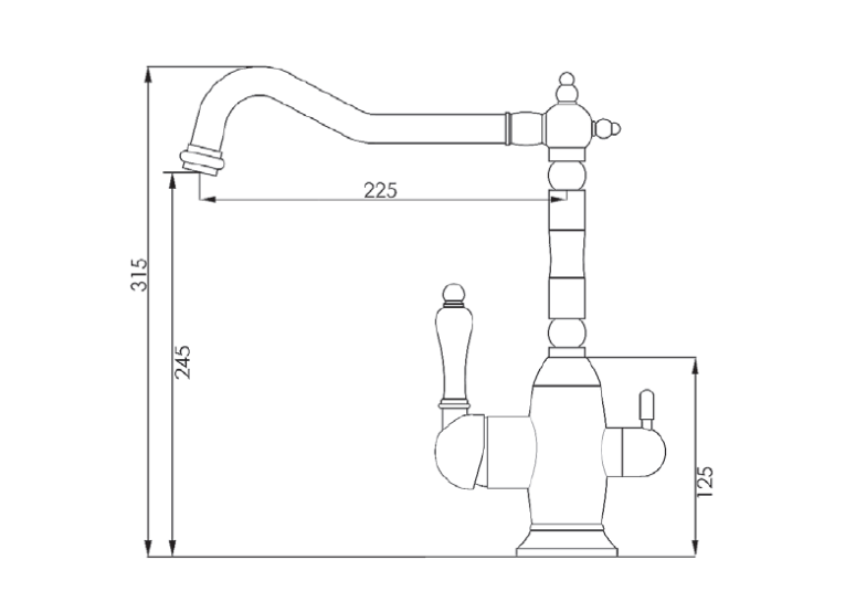  Кухонний змішувач Fabiano Retro FKM 31.4 Inox Antique