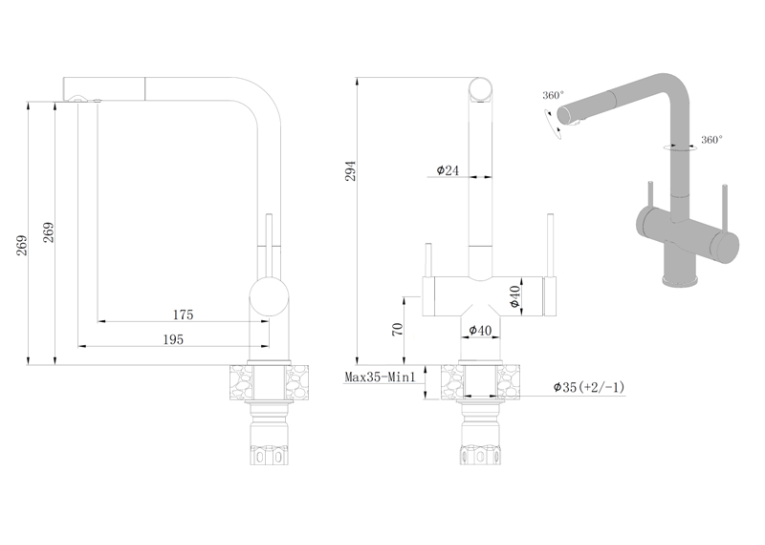 Смеситель кухонный Fabiano FKM 31.14 SS Inox