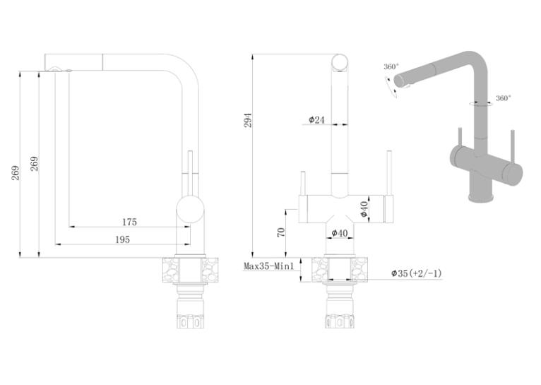 Смеситель кухонный Fabiano FKM 31.14 SS Inox