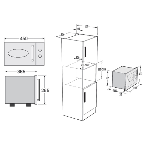 Мікрохвильова піч, що вбудовується Fabiano FBMR 46 Ivory