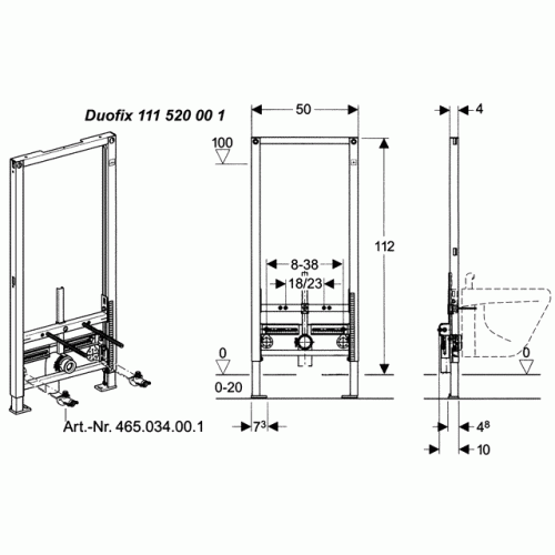 Інсталяційна система Geberit DUOFIX для біде, висота 112 см, 111.520.00.1