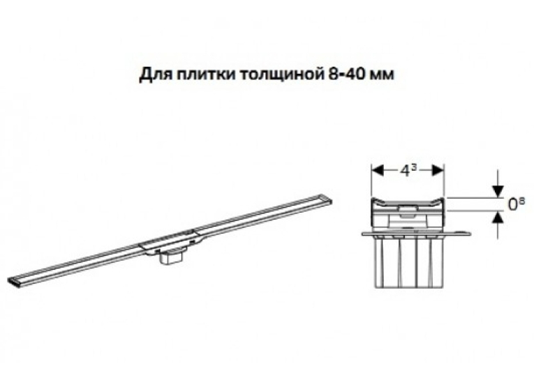 Дренажный канал Geberit CleanLine20: L=30-160 см, полированная/матовая нержавеющая сталь 154.453.KS.1