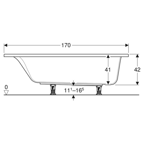 Ванна акрилова Geberit SELNOVA SQUARE 170х75 + ніжки 554.385.01.1