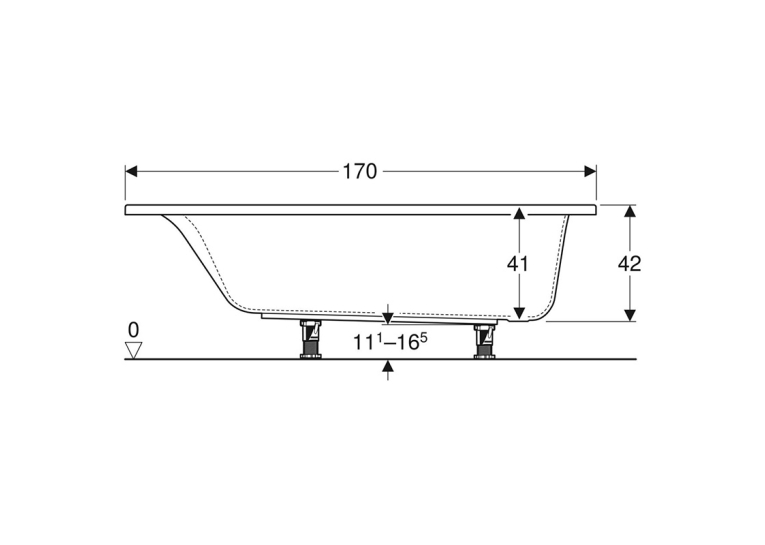 Ванна акрилова Geberit SELNOVA SQUARE 170х75 + ніжки  554.385.01.1