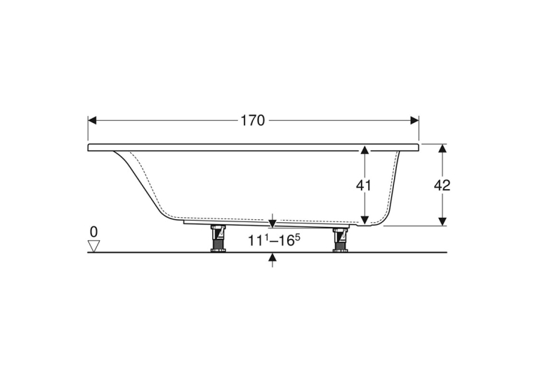 Ванна акрилова Geberit SELNOVA SQUARE 170х75 + ніжки  554.385.01.1