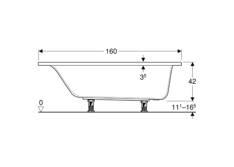 Ванна акрилова Geberit SELNOVA SQUARE 160х70 + ніжки  554.382.01.1