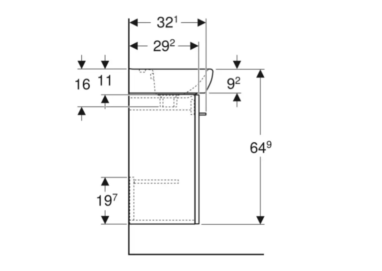 Тумба Geberit Selnova Square с ящиками 40 см + Умывальник Square 502.746.00.1