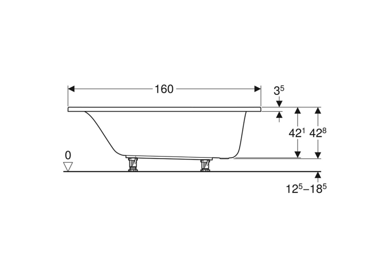 Ванна акрилова Geberit SELNOVA 160х75 + ніжки  554.283.01.1