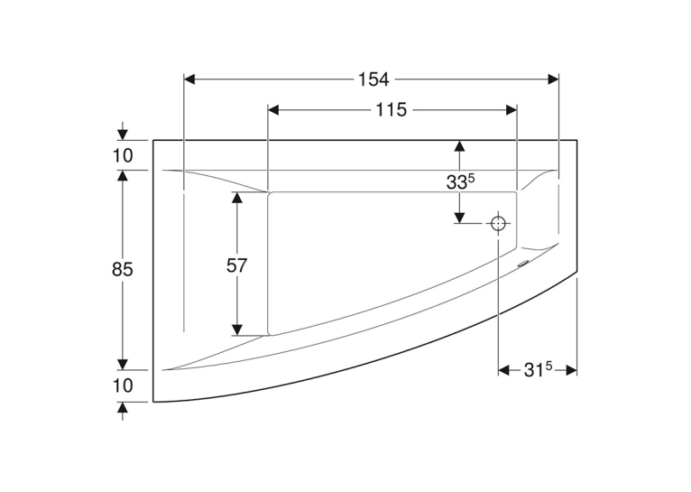 Ванна акриловая Geberit SELNOVA SQUARE 170х105  + ножки 554.293.01.1