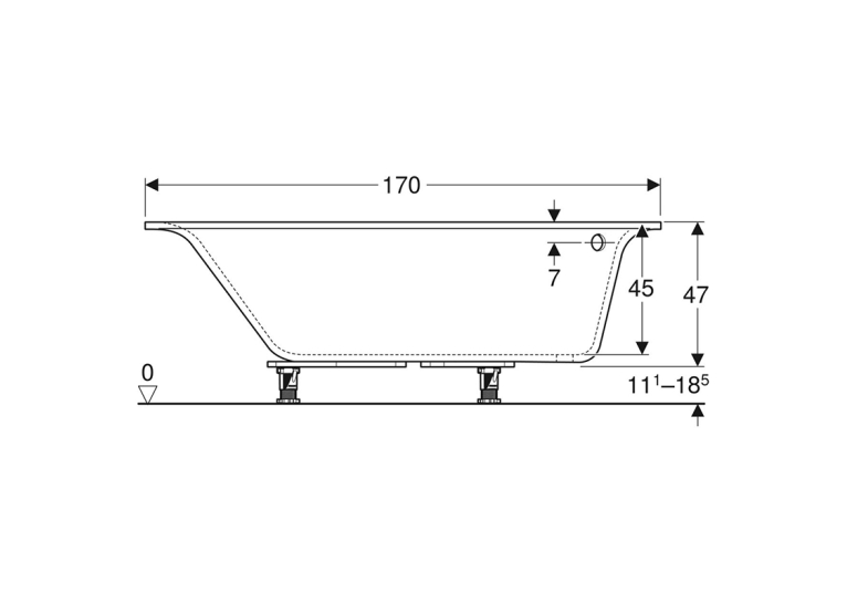 Ванна акриловая Geberit SELNOVA SQUARE 170х105  + ножки 554.293.01.1