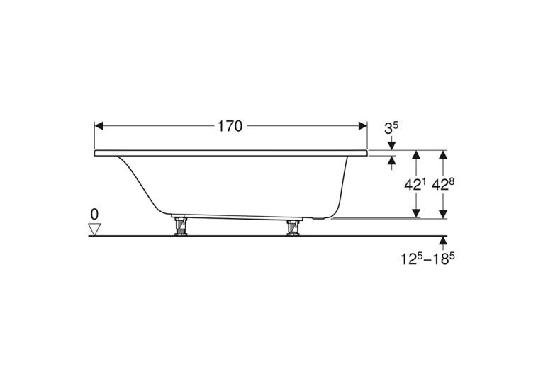 Ванна акрилова Geberit SELNOVA 170х75 + ніжки  554.285.01.1
