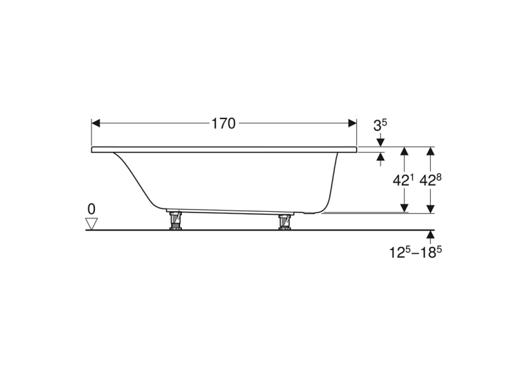 Ванна акрилова Geberit SELNOVA 170х70 + ніжки  554.284.01.1