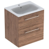  Тумба Geberit Selnova Square з ящиками 60 см темний горіх + Умивальник Slim Rim 501.238.00.1