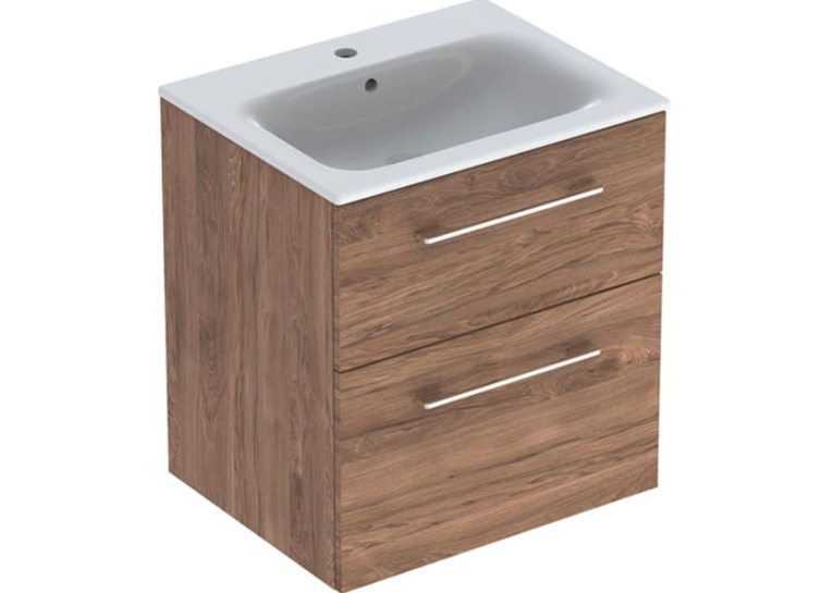  Тумба Geberit Selnova Square з ящиками 60 см темний горіх + Умивальник Slim Rim 501.238.00.1
