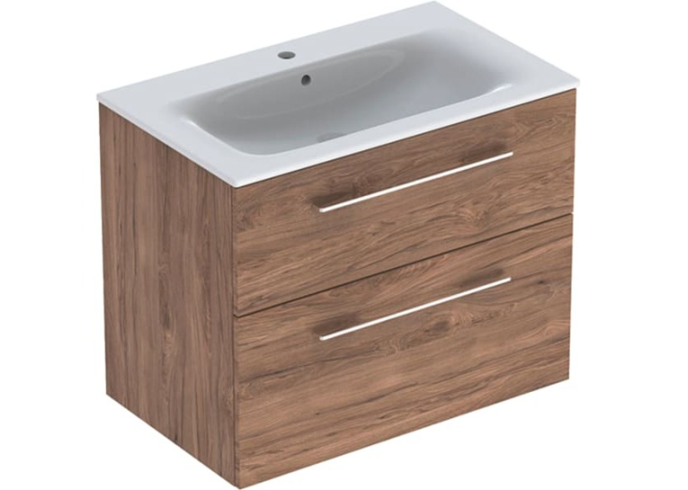  Тумба Geberit Selnova Square з ящиками 80 см темний горіх + Умивальник Slim Rim 501.242.00.1