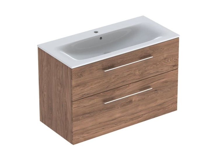  Тумба з раковиною Geberit Selnova Square slim rim 100, темний горіх (501.246.00.1)