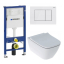 Інсталяція GEBERIT Duofix (458.103.00.1) з підвісним унітазом Geberit Smyle Square Rimfree 500.683.00.2 + Кнопка змиву Geberit, Delta 30 115.137.11.1