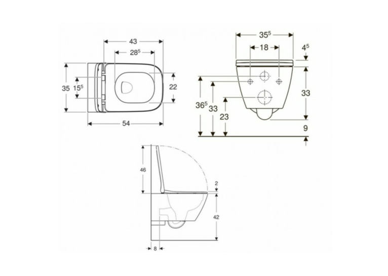 Унітаз підвісний Geberit Smyle Square Rimfree 500.683.00.2 безободковий з сидінням soft-close