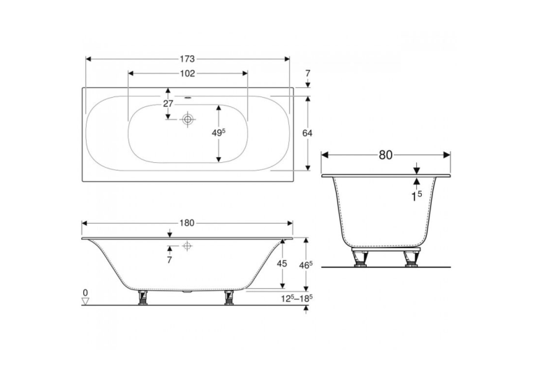 Ванна акриловая Geberit Soana 180x80 554.004.01.1