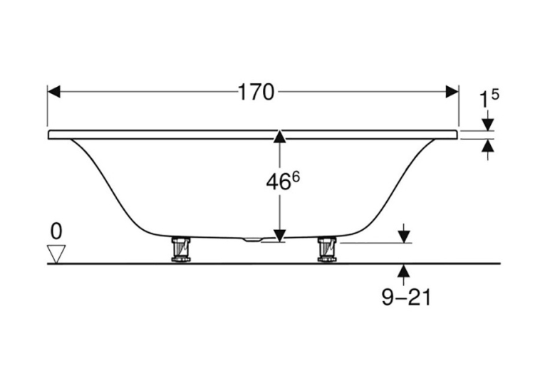  Ванна акрилова Geberit Tawa 170x75 Slim Rim Duo 554.123.01.1