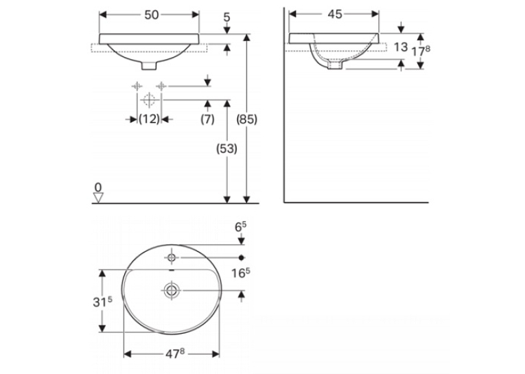  Раковина Geberit VariForm 50х45 см 500.713.01.2