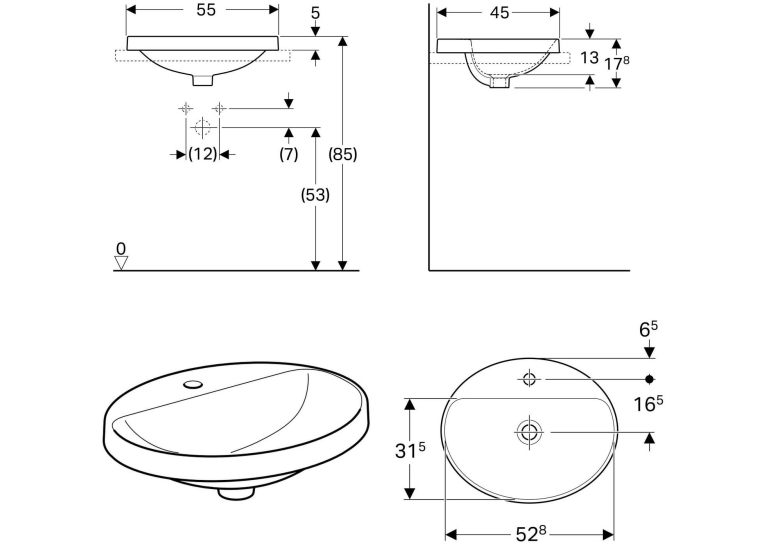  Раковина Geberit VariForm 55х45 см 500.723.01.2