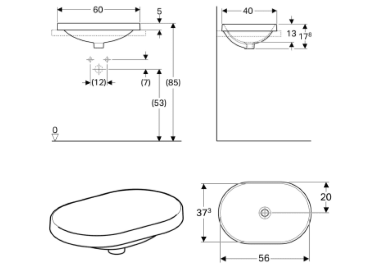  Раковина Geberit VariForm 60х40 см 500.731.01.2