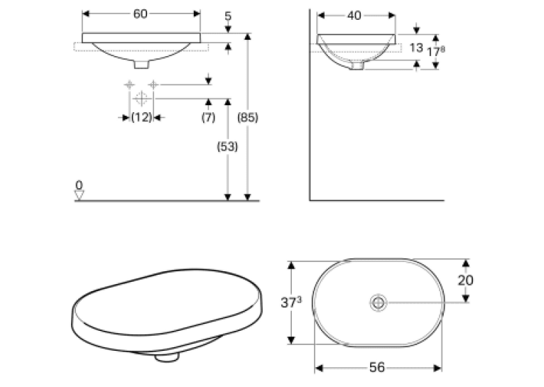  Раковина Geberit VariForm 60х40 см 500.731.01.2