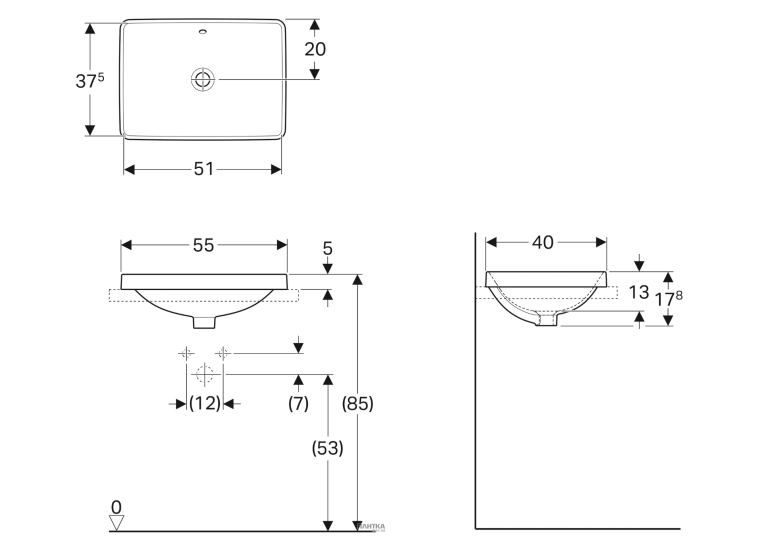  Раковина Geberit VariForm 55х40 см 500.737.01.2