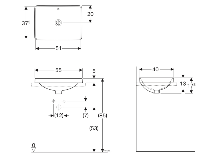  Раковина Geberit VariForm 55х40 см 500.737.01.2