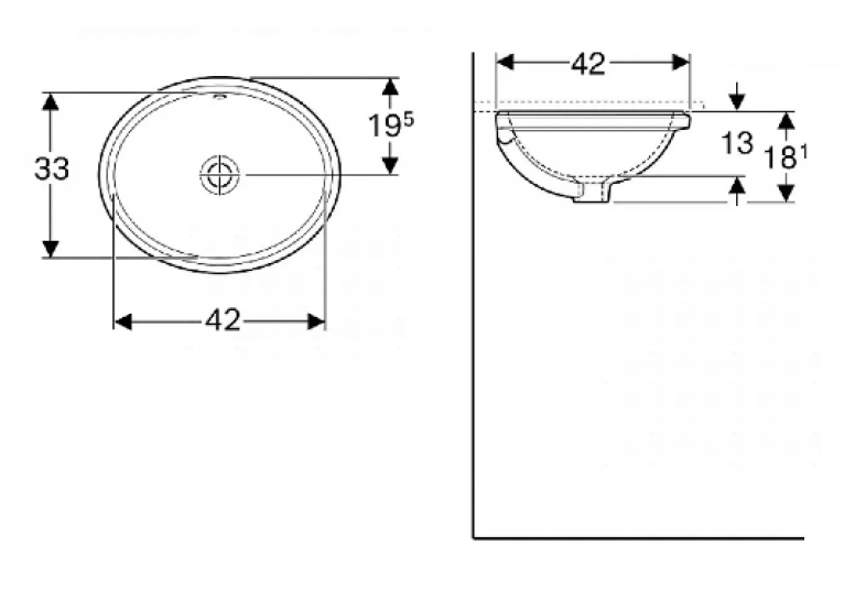  Раковина Geberit VariForm 42х33 см 500.749.01.2
