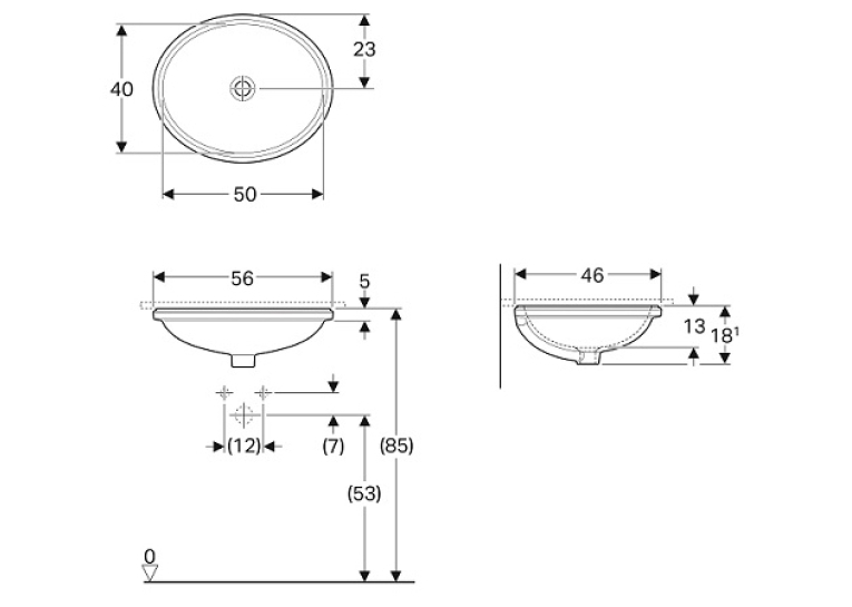  Раковина Geberit VariForm 50х46 см 500.755.01.2